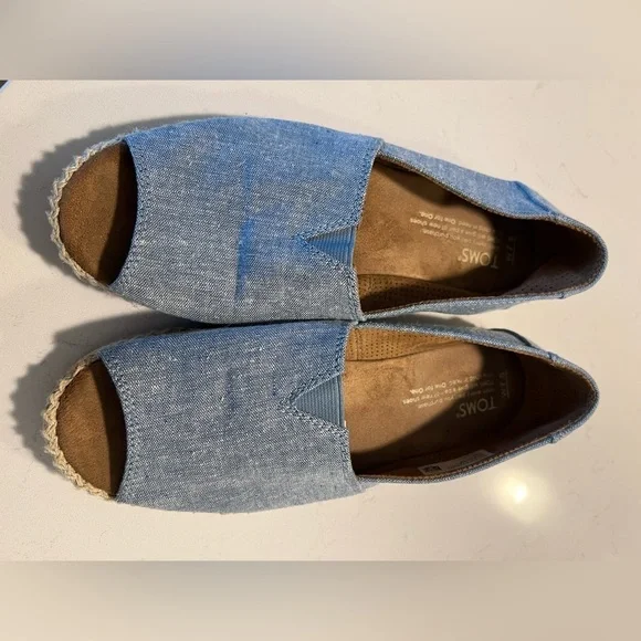 TOMS Alpargata Canvas Open Toe Blue Espadrille Sandals Women's Size 7.5 - Picture 8 of 9